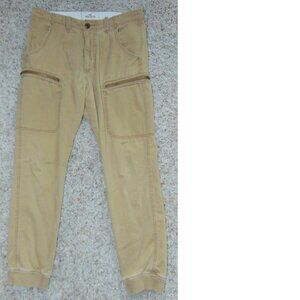 Mens Joggers Hollister 32 Bronze Maxflex Stretch Twill Khaki Tapered Flat Pants